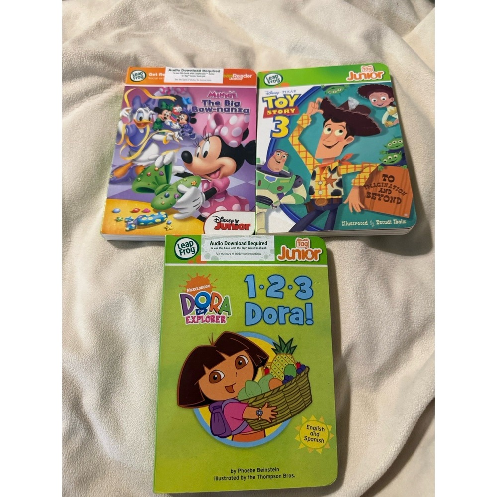 Leapfrog Tag Junior‎ Disney and Nickelodeon Book Lot Of 3 Dora Minnie Toy Story